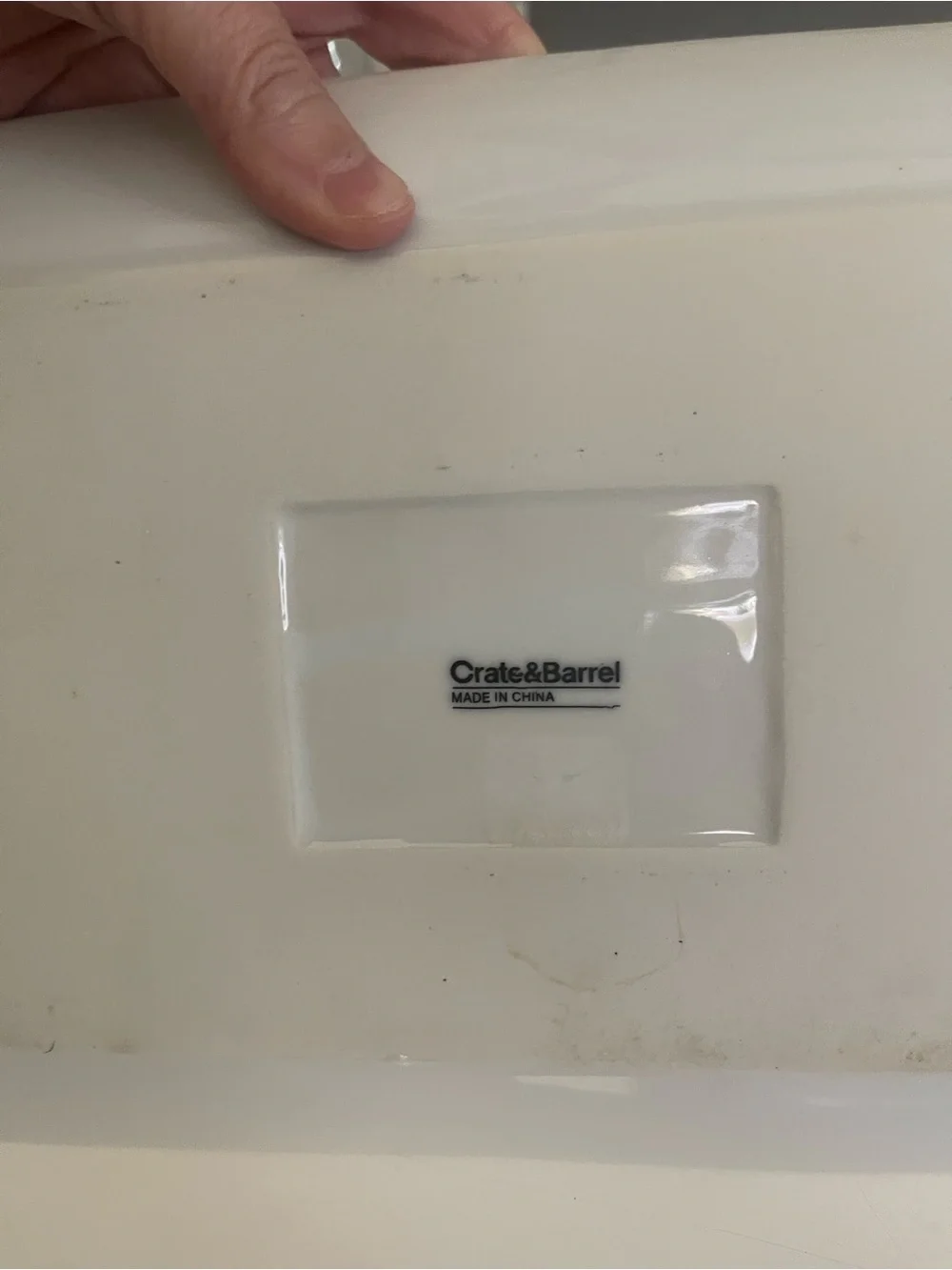 Crate&Barrel White Rectangular Ceramic Vanity Tray
